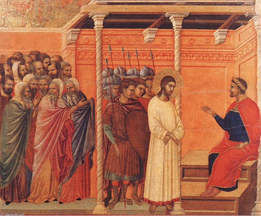 Duccio Di Buoninsegna, Christ Before Pilate Again, 1308, public domain, via Wikioo.org